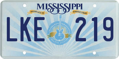 MS license plate LKE219