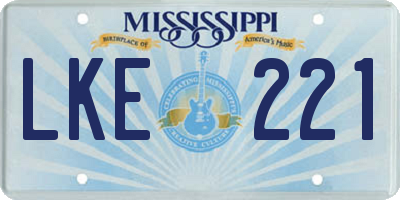 MS license plate LKE221