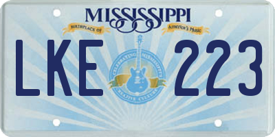 MS license plate LKE223