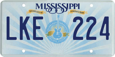 MS license plate LKE224