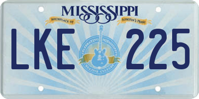 MS license plate LKE225