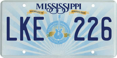 MS license plate LKE226