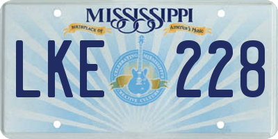 MS license plate LKE228