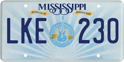 MS license plate LKE230