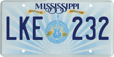 MS license plate LKE232