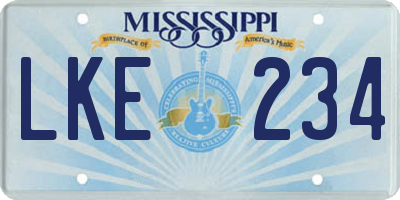 MS license plate LKE234