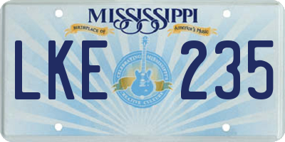 MS license plate LKE235