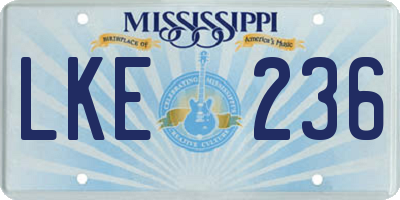 MS license plate LKE236