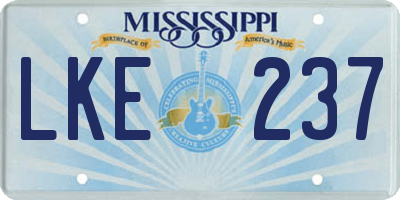MS license plate LKE237
