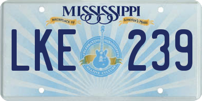 MS license plate LKE239