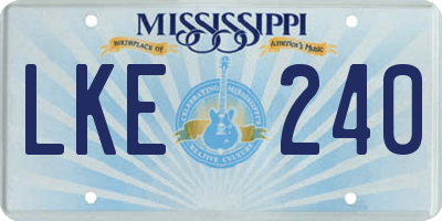 MS license plate LKE240