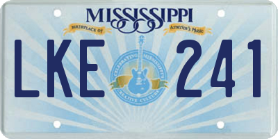 MS license plate LKE241