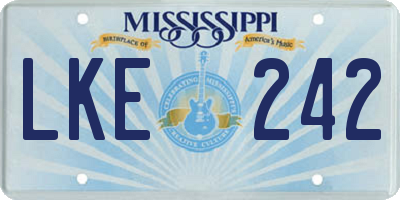 MS license plate LKE242