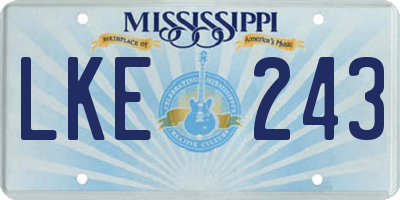 MS license plate LKE243
