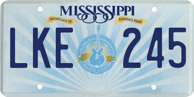MS license plate LKE245