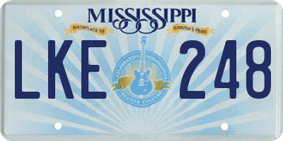 MS license plate LKE248
