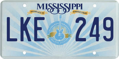 MS license plate LKE249