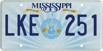 MS license plate LKE251