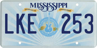 MS license plate LKE253