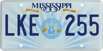 MS license plate LKE255