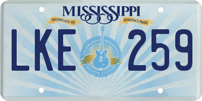 MS license plate LKE259