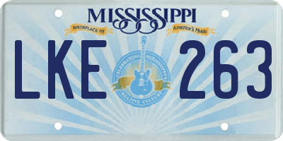 MS license plate LKE263