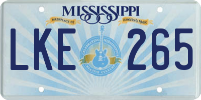 MS license plate LKE265