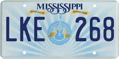 MS license plate LKE268