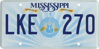 MS license plate LKE270