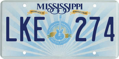 MS license plate LKE274