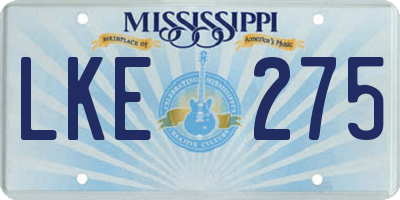 MS license plate LKE275