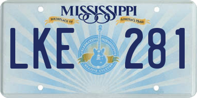 MS license plate LKE281