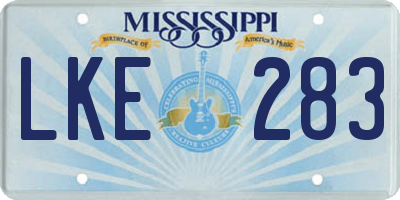 MS license plate LKE283