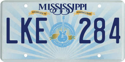 MS license plate LKE284
