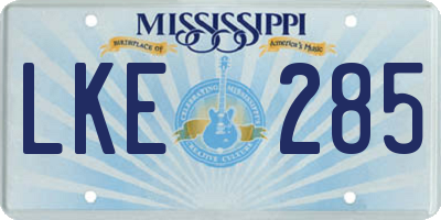 MS license plate LKE285