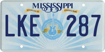 MS license plate LKE287
