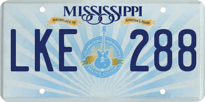 MS license plate LKE288