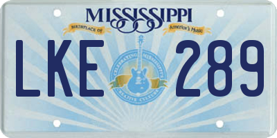 MS license plate LKE289