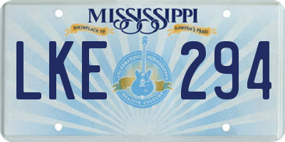 MS license plate LKE294