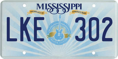 MS license plate LKE302