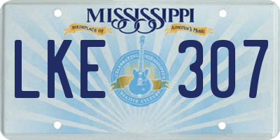 MS license plate LKE307