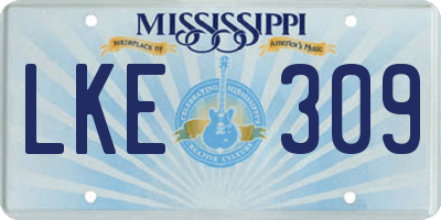 MS license plate LKE309