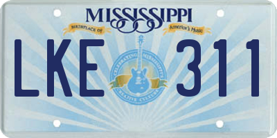 MS license plate LKE311