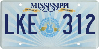MS license plate LKE312