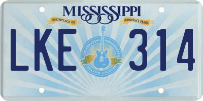 MS license plate LKE314