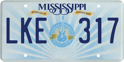 MS license plate LKE317