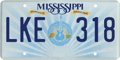 MS license plate LKE318