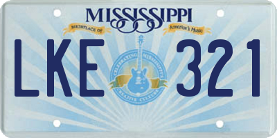 MS license plate LKE321
