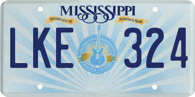MS license plate LKE324