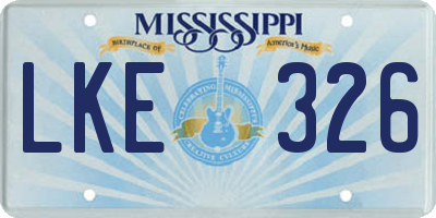 MS license plate LKE326